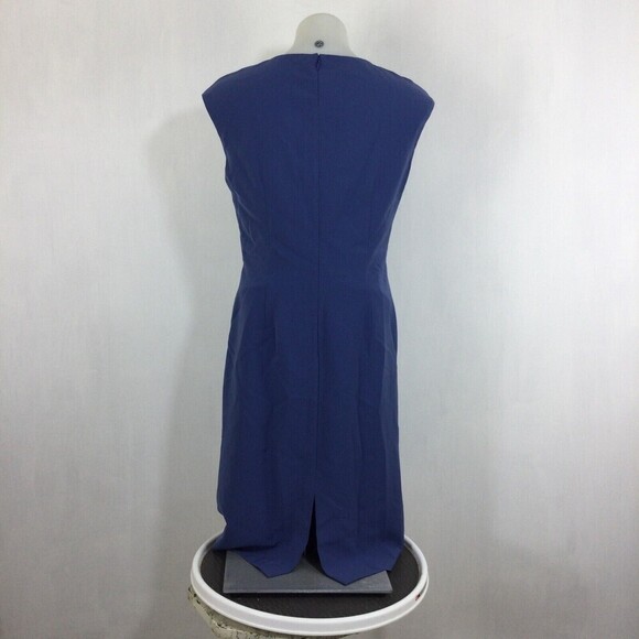 Lafayette 148 New York Dreas V-neck Pleated Twist Sleeveless Blue Dress Size 4 - Picture 4 of 8